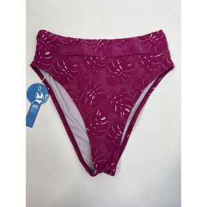 NWT Cupshe Womens Size S Bikini Bottom Pink Cheeky High-Waisted Swim Beachwear
